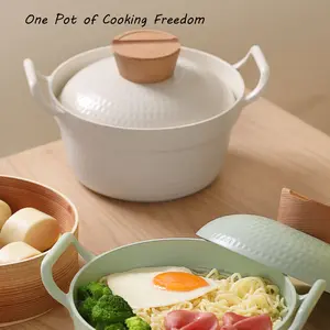 Wholesale Household Non-Stick Aluminum Soup Instant Noodle Pot With Lid For Gas Induction Cookers Metal Material For Home Use