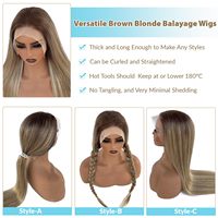 Perruque de cheveux humains Ombre Blonde Highlight 13x6 Lace Front WigsBalayage Brown to Ash Brown and Light Blonde Lace Front Wig