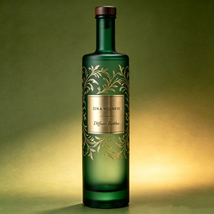 Adesivo Metallico Personalizzato Verde Scuro con Incisioni Floreali Dorate per Bottiglie di Vetro di Liquori, Vino, Alcolici, Whisky, Brandy, Rum, <span class=keywords><strong>Gin</strong></span> - Product Image 1