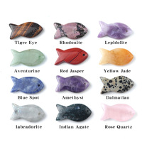 1.5 pouces cristal poisson Figurine sculpté à la main Animal pêche Statue poche pierre Reiki décoration de la maison Fengshui Sculpture