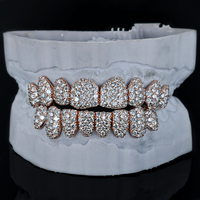 Grillz dentaire Hip-Hop personnalisé en or rose massif 14K, 2 à 10 diamants de laboratoire Moissanite taille brillant nid d'abeille, certifié unisexe