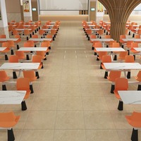 Combinaison moderne de table et chaises en métal pour cantine, unité d'entreprise, restaurant rapide, cantine pour employés d'usine