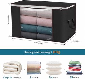 6 Pack Large 90L Gray Foldable Closet Organizers Premium Fabric Storage <b>Bags</b> Reinforced Handle for Clothing <b>Bed</b> Sheets Pillows - Product Image 6