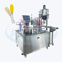 Machine de remplissage et de scellage automatique certifiée CE pour tasses et cuillères à miel, scelleuse pour confiture et liquides visqueux
