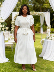 Miyaki <span class=keywords><strong>Abiti</strong></span> Eleganti da Donna alla Moda con Scollo a V Maniche Lunghe Plissettati <span class=keywords><strong>Taglie</strong></span> <span class=keywords><strong>Forti</strong></span> Ultimi Modelli Tinta Unita Casual - Product Image 4