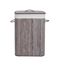 Panier à linge en bambou pliable et rectangulaire avec poignées de transport à main et couvercle, nouveau design de couleur