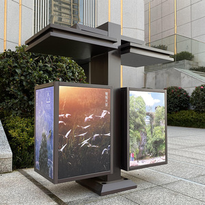 Poubelles extérieures, nouveau style chinois, poubelles à deux compartiments peintes, bacs de tri des déchets pour sites touristiques et parcs - Product Image 4
