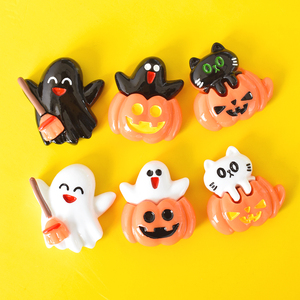 Cabujón de resina de calabaza fantasma de Halloween con base plana para accesorios de bricolaje para la elaboración de lazos para el pelo, collares y pulseras - Product Image 4