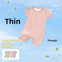 Combinaison d'été pour bébé en modal à manches courtes, anti-humidité, anti-transpiration, unisexe, jacquard, prévient les frisottis, protège le ventre, sans couture