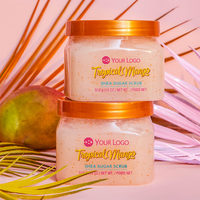 Exfoliante exfoliante de sal marina de frutas, venta al por mayor, blanqueamiento de la piel vegana, hidratante, mango, arándano, kiwi, sal de baño, crema exfoliante corporal