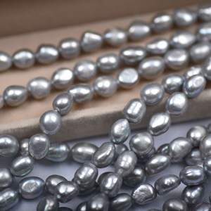 Perles d'eau douce naturelles de forme spéciale baroque 1325, 8-9 mm, gris argenté, pierre en vrac, qualité A, accessoires de bricolage - Product Image 4