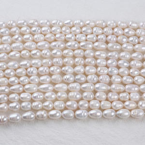 Chaîne de perles carrées de forme baroque cultivées en eau douce naturelles de 9*15 mm, perles blanches en vrac pour matériaux de bricolage - Product Image 2