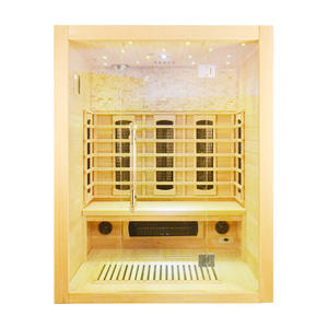 HELIUS Far <b>Infrared</b> Sauna Room with Ceramic Tube <b>Heater</b> Hemlock Solid Wood Modern Design Control Panel 3 Person Capacity - Product Image 3