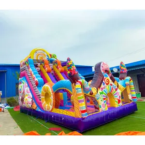 Trung Quốc nảy lâu đài thương mại Inflatable candyland bouncy trượt combo vui vẻ cho trẻ em Inflatable nhảy trượt Bouncer