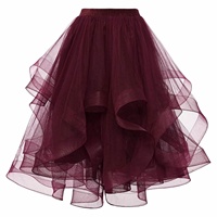 Falda de Malla Tallas S-XL, Falda de Baile Latino, Vestido de Fiesta, Dama de Honor, Cola de Pez, Falda de Longitud Media, Talla Grande, Falda Vaporosa
