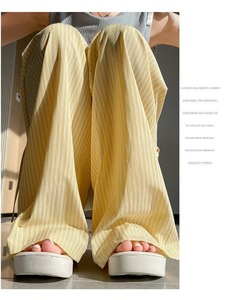 Jupe en <span class=keywords><strong>satin</strong></span> pour femmes, <span class=keywords><strong>Pantalon</strong></span> décontracté ample à jambes larges pour femmes, <span class=keywords><strong>Pantalon</strong></span> à jambes droites à rayures verticales, <span class=keywords><strong>Pantalon</strong></span> décontracté pour étudiantes - Product Image 6