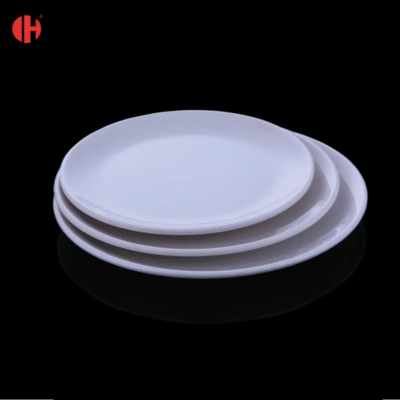 2185 북유럽 라운드 스테이크 플래터 깨지지 않는 100% 멜라민 식기 접시 지속 가능한 흰색 플라스틱 식기 레스토랑