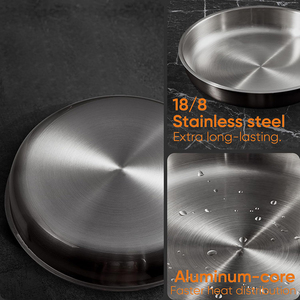 Ensemble de casseroles en acier inoxydable de haute qualité à 3 couches avec couvercles en verre, adaptées aux cuisinières à gaz et à induction, en acier inoxydable triple couche - Product Image 4