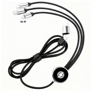 Custom Glow Multi Phone Charger Fast Charging Nylon Universal <b>USB</b> PD <b>3</b> 5 in 1 Led Light up logo <b>Cable</b> for Promotional Gifts - Product Image 2