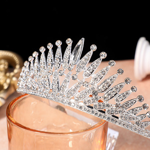Nouvelles Demi-tiare en strass argentés, élégantes et simples, pour concours de beauté, cérémonies et soirées, accessoires pour <span class=keywords><strong>cheveux</strong></span>, tiaras et couronnes - Product Image 2