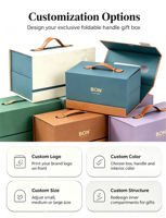 Boîte cadeau rigide simple et portable, écologique, à double compartiment, avec fermeture magnétique, logo personnalisé, pour usage professionnel/festif