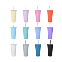 Gobelets réutilisables en plastique rigide, couleur changeante, pour fêtes, noirs, pour eau potable, vente en gros, personnalisables, 24 oz, écologiques, cadeaux promotionnels, en stock