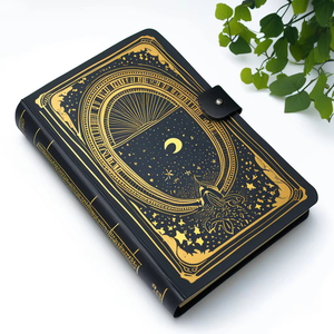 Carnet A5 en similicuir avec logo doré, pages lignées à pois, planificateur promotionnel personnalisé imprimé - Product Image 1