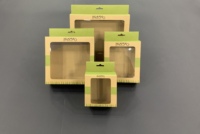 Boîte en papier kraft brun recyclé sur mesure pour smartphone, câble de données USB 3 en 1, avec fenêtre transparente