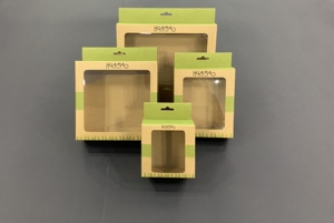 Boîte en papier kraft brun recyclé sur mesure pour smartphone, câble de données USB 3 en 1, avec fenêtre transparente - Product Image 3