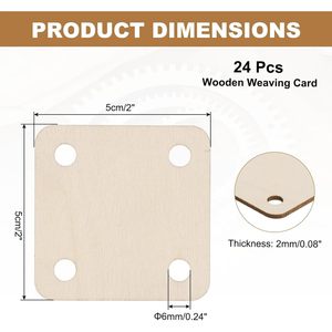 12pcs Wooden <b>Weaving</b> Card, 4 Holes 2x2 Inch Square Tablet <b>Weaving</b> Cards for Knitting Loom <b>Kit</b> Supplies, DIY Knitting Tools - Product Image 3