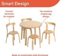 Juego de Mesa y Sillas Montessori, Seguro, Ecológico y Duradero, Muebles de Madera para Preescolar, Mesa de Actividades Curva, Apilable para Niños