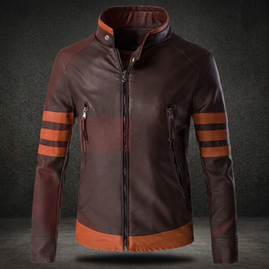 Nuevo Producto Liu Ming Otoño 2025 Chaqueta de PU para Hombre, Estilo Motero, Cuello Alto, Corte Ajustado, Tallas Grandes, con Cremallera y Teñido con Hilo, Prenda Exterior Casual - Product Image 3