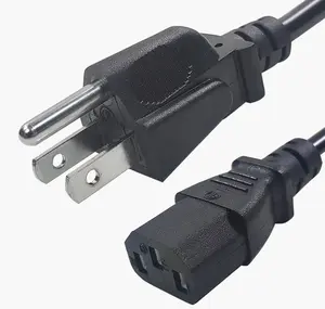 EE. UU. Estándar 3 clavijas NEMA 5-15P enchufe a IEC C13 para cable de alimentación de CA 16AWG/18AWG cable de extensión