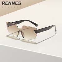 Vente en gros de lunettes de soleil une pièce sans monture à motif géométrique irrégulier Rennes pour hommes pour femmes dégradé de la rue hip-hop UV400