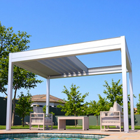 Pergola motorisée en aluminium moderne avec système de toit à lamelles rétractables réglables, auvent de patio imperméable
