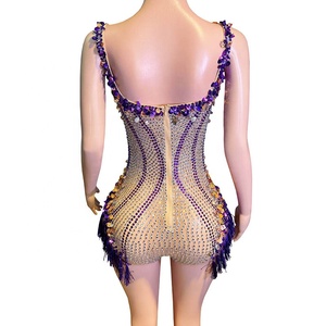 Vestido de Noche Sexy con Flecos de Cristal para Cantante Femenina, Estilo <span class=keywords><strong>Taylor</strong></span> Swift, para Actuaciones en Discotecas y Bares - Product Image 4