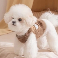 CWFS953 Gilet T-shirt pour chien en coton uni, doux et respirant, motif ours mignon, vêtements chauds d'hiver pour chiots, vêtements d'extérieur pour petits chiens, OEM