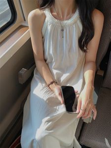 <span class=keywords><strong>Robe</strong></span> longue d'été pour <span class=keywords><strong>femme</strong></span>, style élégant, effet amincissant, col halter, sans manches, jupe trapèze, idéale pour les vacances à la plage - Product Image 2