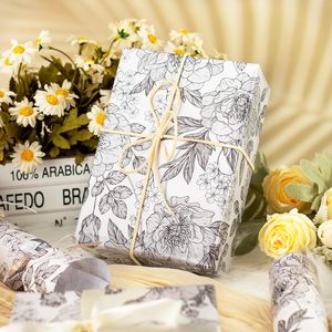 Floral Gift <b>Wrapping</b> <b>Paper</b> Roll 46.8 Sq Ft Black <b>White</b> Vintage Design Eco-Friendly Double Side Craft Wedding Birthday - Product Image 3