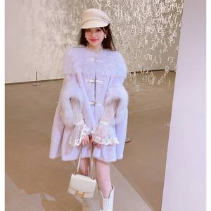 O-hals Luxe Winter Design <span class=keywords><strong>Cape</strong></span> Jassen Pluizige Kasjmier Mantel Nerts Bontjas Voor Dames - Product Image 2