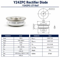 Diode redresseuse TECHSEM ZPY24 560A 1100-2000V, disque céramique, dispositif à disque serré, système de soudage industriel à semi-conducteurs