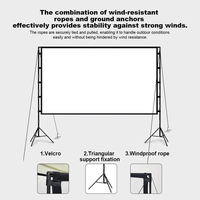 Écran de projection portable HD pour projecteur extérieur, double support, 120 pouces, 16:9, pliage rapide