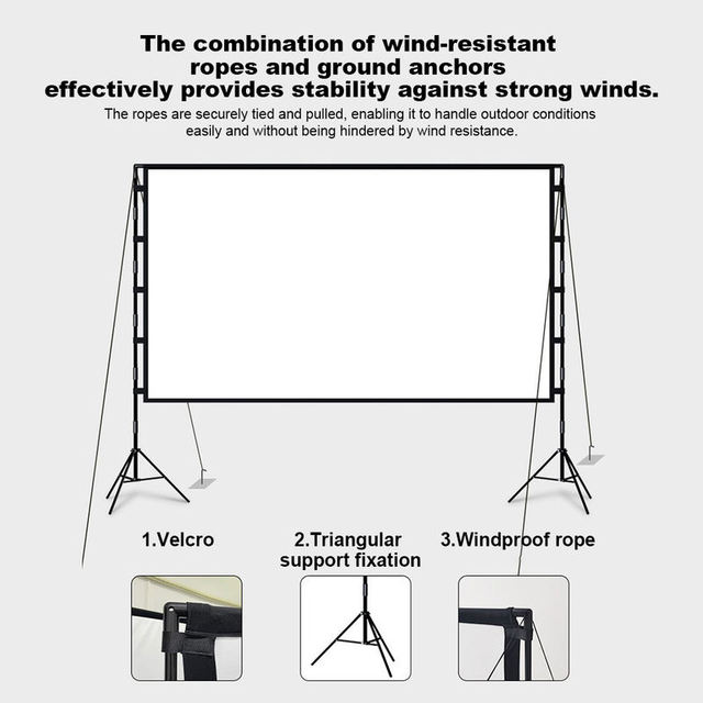 Outdoor Projector Double Bracket Projection Curtain 120 Inch 16:9 Fast Fold Mobile Portable HD Movie Projector Screens