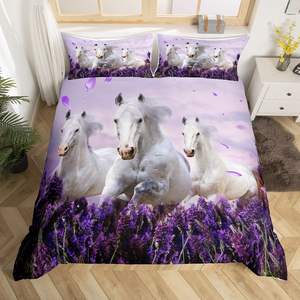 <strong>Horse</strong> Bedding Chic Cherry Blossom Comforter <strong>Cover</strong> Boys Teens White <strong>Horse</strong> <strong>Duvet</strong> <strong>Cover</strong> Wild Animal <strong>Horse</strong> Western Farmhouse Style - Product Image 6