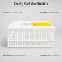 Caisse de transport pour volailles en plastique ventilé robuste, empilable, pour la livraison de poulets vivants