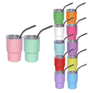 3oz 304 Stainless Steel Mini Shot Glass with Straw <b>Double</b> <b>Wall</b> Vacuum Insulated Travel Coffee Mug - Product Image 5