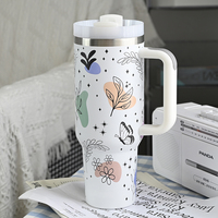 Gobelet de Voyage Personnalisé avec Logo 30 40 oz H2.0, Tumbler d'Extérieur en Acier Inoxydable 40 oz avec Poignée et Paille