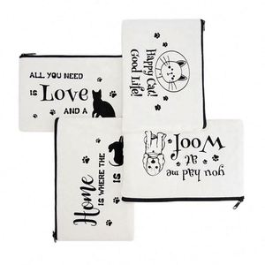 Custom Pattern Logo Zipper Toiletry Pen <b>Case</b> Eco-Friendly Travel Cotton Canvas Cosmetic <b>Makeup</b> Bags Fashionable Cartoon Style - Product Image 5