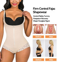Body gainant sculptant en nylon ferme, à entrejambe ouvert, avec contrôle de compression abdominale et effet rehausseur de fesses, pour post-liposuccion BBL Phase 3, avec dentelle