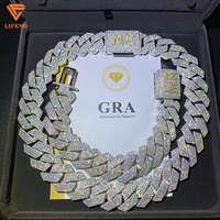 Collier en moissanite VVS personnalisé Lifeng de 24 mm, chaîne cubaine Miami en argent 925 avec diamants pour hommes, chaîne à maillons cubains